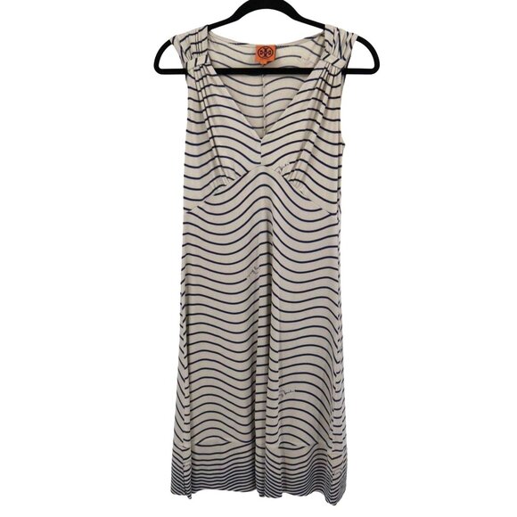 Tory Burch Silk Dress Women S Beige Modern Preppy Nautical Resort Beachy Coastal - Picture 1 of 16